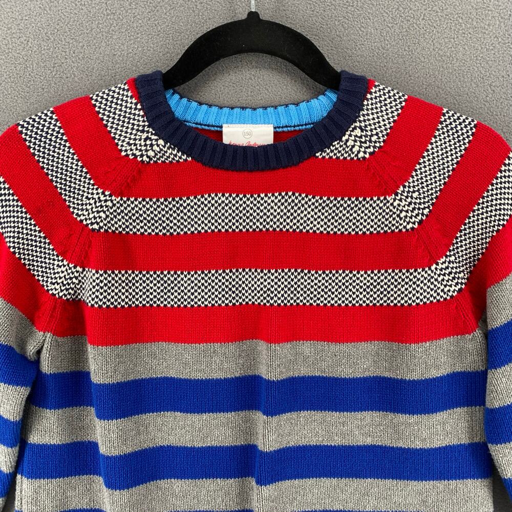 Hanna Andersson Stripe Elbow Patch Cotton Pullover Sweater Kids 150 / 12 US - Picture 7 of 13